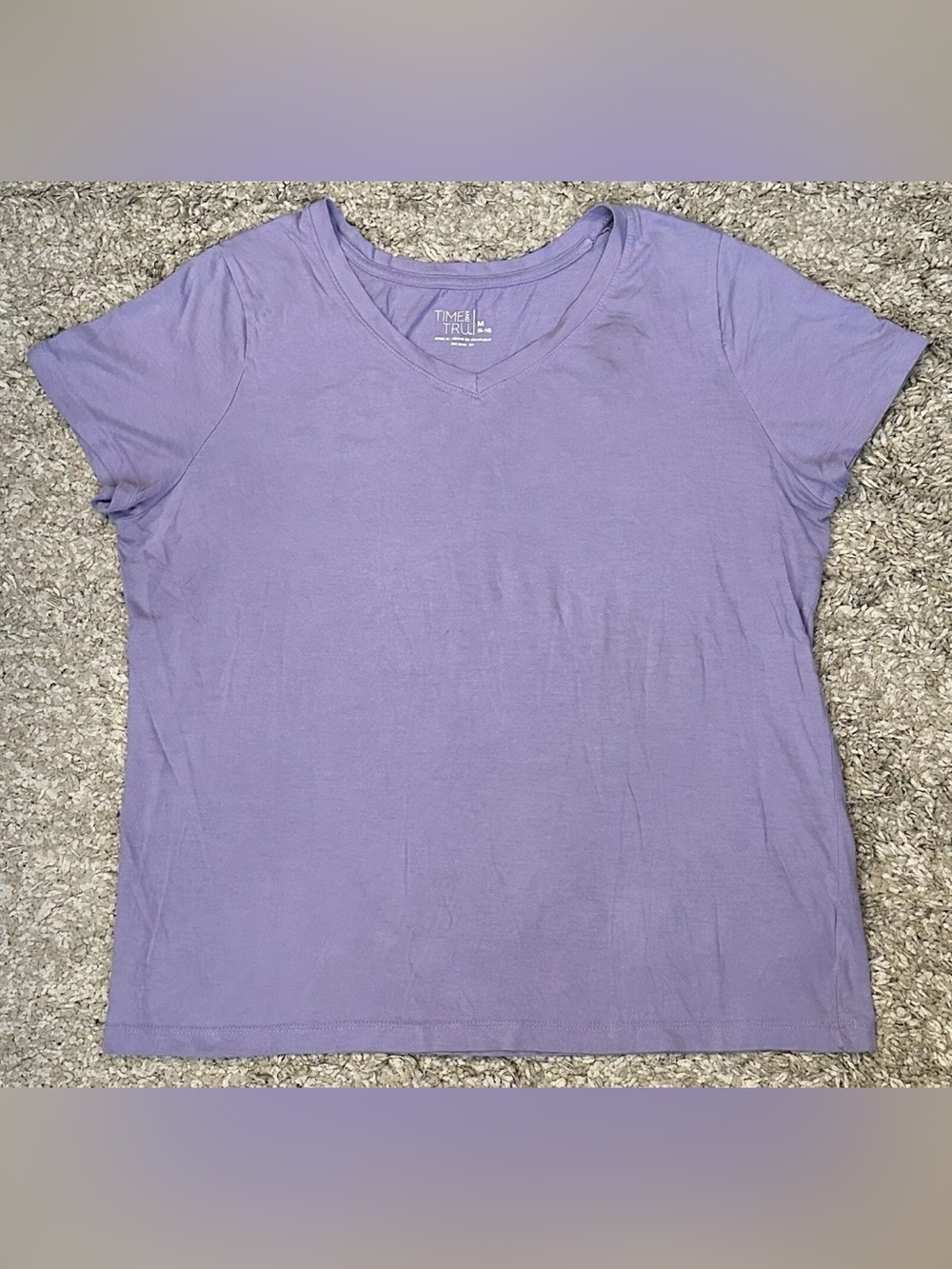 Time And Tru Women’s Size M (8-10) Purple V-Neck Short Sleeve T-Shirt